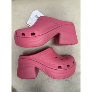 NWT Crocs Siren Pink Clog Comfort Slip On Chunky Platform Heel Women's 12
